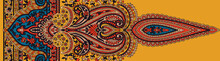 Traditional Indian Paisley Pattern On Background