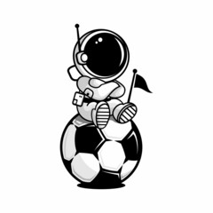 vector illustration of astronaut sitting on a soccer ball