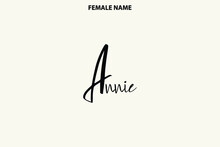 Cursive Text Lettering Girl Name  Annie On Light Yellow Background