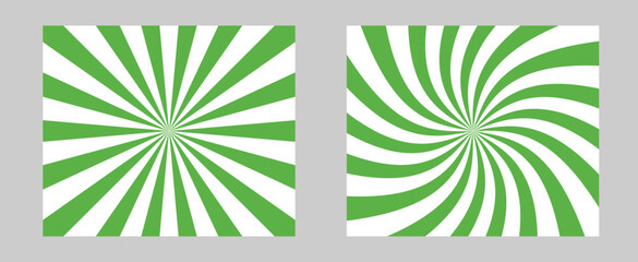 Poster - Solar explosion Sun Burst Effect. Vector Sunburst wallpaper. Green color burst set of 2 sun rays background. Circus background, abstract pattern with colorful rays, banner element for show, fair.