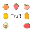 Fruit line art design. Line drawing and adding color.