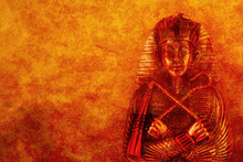 Pharaoh Statue With Grunge Orange Texture
