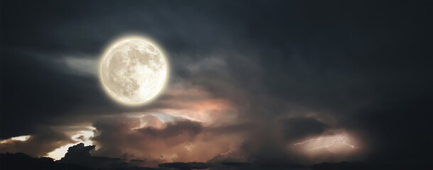 Wall Mural - night starry sky at sunset moon moonlight nebula dark blue sunset nature landscape weather forecast 