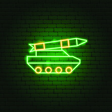 Tank Panzer Neon Sign. Vector Illustration Of War Promotion.