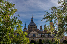  Spring Urban Landscape With Pillar Cathedral In Zaragoza, Spain And The Ebro River