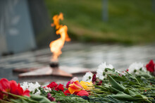 Eternal Flame And Flowers In Memory Of The Fallen Soldiers