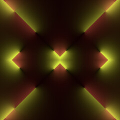 Fototapete - Kaleidoscopic pattern of glowing neon stripes. 3d rendering minimal style. Digital illustration