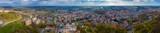 Fototapeta Miasto - Szeroka panorama miasta z lotu ptaka Gorzów Wielkopolski obejmująca całe centrum miasta wzdłuż rzeki Warta
