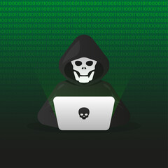 Poster - Phishing by hackers and cybercriminals, identity theft, password, user login, document, email and credit card. Hacker logo. Vector illustration.