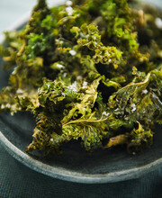 Baked Green Cabbage Leaves With Sea Salt.