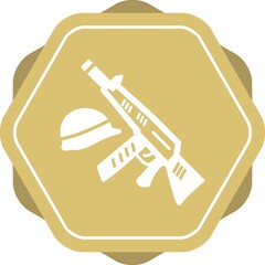 Poster - Unique Gun And Helmet Vector Glyph Icon