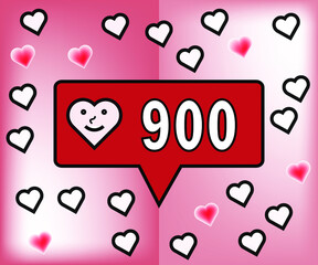 900 likes. Banner for social networks and thanks to followers with hearts