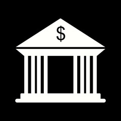 Sticker - Unique Bank Building Vector Glyph Icon