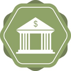 Sticker - Unique Bank Building Vector Glyph Icon