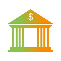 Canvas Print - Unique Bank Building Vector Glyph Icon