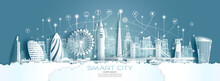Technology Wireless Network Communication Smart City With Architecture In England.
