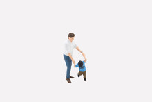 Man Walking With A Cute Smiling Baby Boy