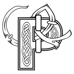 Wall Mural - celtic letter P illustration in vector format