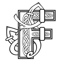 Wall Mural - celtic letter F illustration in vector format