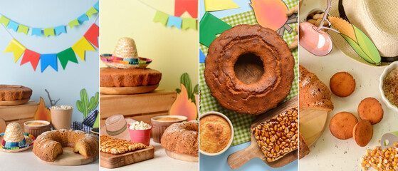 Collage of traditional tasty food for Festa Junina (June Festival)