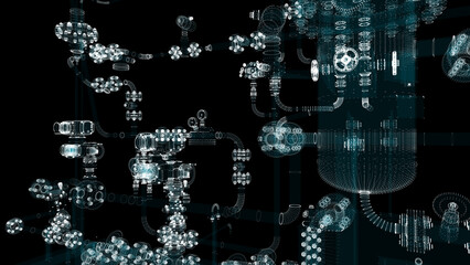Poster - Particle hologram industrial equipment, valves, pipes and sensors
