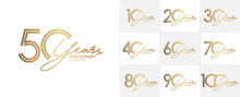 Set Of Anniversary Premium Collection Golden Color Can Be Use For Celebration Event