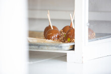 A Glimpse At Some Freshly Made Candy Apples.