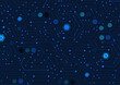 Futuristic electronic circuit technology and hexagon on blue background. Hi-tech digital data connection system. Computer motherboard. Communication and engineering concept. Vector illustration.