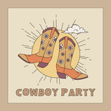 Fototapeta  - Cowboy Party Boho Design Card