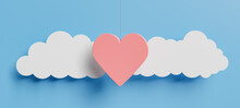 Hanging Heart With Flat Clouds Behind