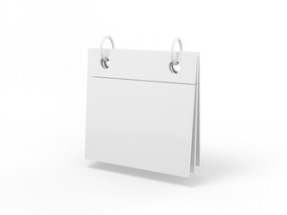 Poster - White one color desk calendar on white flat background. Minimalistic design object. 3d rendering icon ui ux interface element.