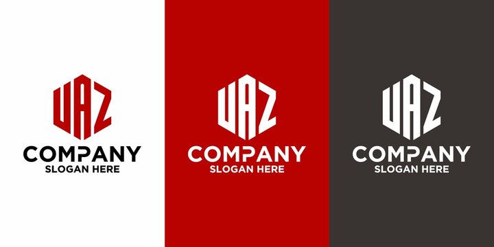 Initial letter U A Z logo vector design template