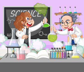 Poster - A scientist experiment in the lab