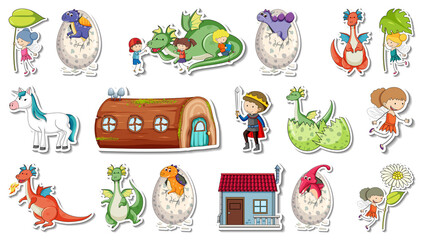 Canvas Print - Sticker set of fantasy fairy tale cartoon characters