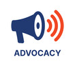 Advocacy text banner. Megaphone or loudspeaker icon symbol of announcement concept.