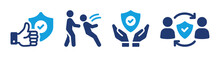 Trust Icon Set. Containing Secure, Partnership, Protection And Agreement Icon Vector Illustration.