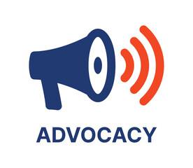 Aufkleber - Advocacy text banner. Megaphone or loudspeaker icon symbol of announcement concept.