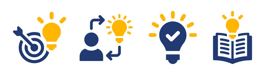Poster - Idea icon set. Creative and inspiration icon isolated on white background.