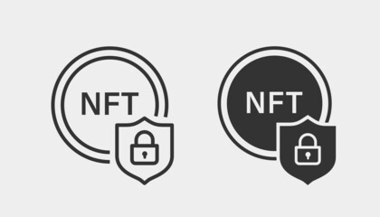 Aufkleber - nft coin icon. black vector illustration isolated on white background.