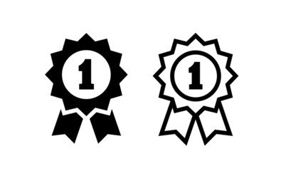 stamp or seal icon. congratulatory attribute, medal or award with ribbon. symbol of guarantee or qua