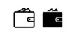 Wallet icon. Payment, money or value symbol. Pictogram of price, amount or savings.