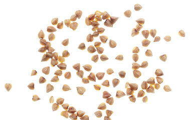 Sticker - Buckwheat groats isolated on white background.