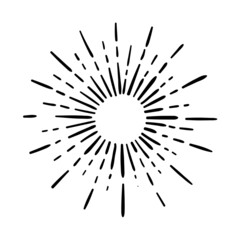 Wall Mural - sunburst, explosion effects, vintage doodle isolated on white background