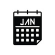 Black solid icon for jan january