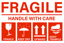 Fragile Handle With Care Sticker And Poster For Delivery Service