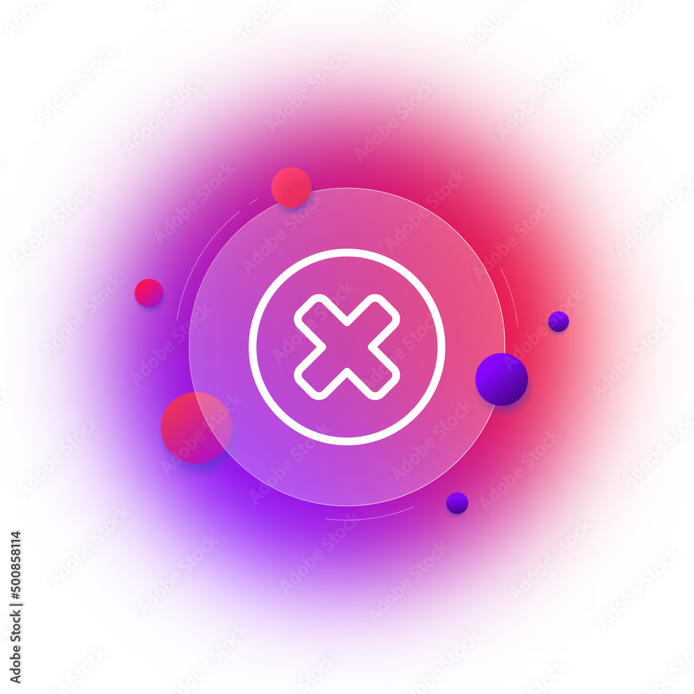 Ban Button Check mark icon. Denial of action. Ban. Gradient blur button with ...