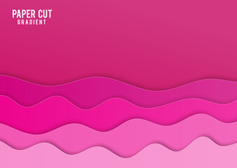 Wall Mural - Paper cut shape Vector Abstract Background in pink. Wavy abstract paper art style.
