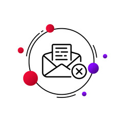 Poster - mail icon. Sending letter. Search for errors. Refusal. The letter has been read. Letter change. Delivered successfully. E-mail address. one line style.