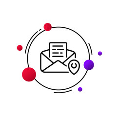 Poster - Mail icon. Creating and sending a letter. The letter has been read. Letter change. Delivered successfully. E-mail address. one line style.