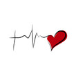 Faith Hope Love. - Drawn cross, heart and heart rate on white background. Vector illustration.